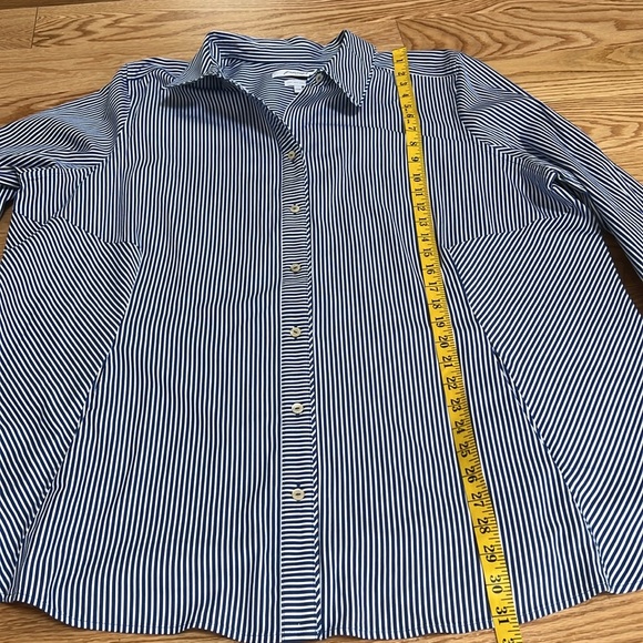 New! Foxcroft NYC plus size 22W blue striped front button non iron shirt. - Picture 7 of 10